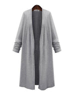 Women's Long Sleeve Cardigan Knit Trench Coat