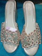 WOMEN'S NEW AJVANI SLIP ON GOLD SHINNY SHOES (5UK)