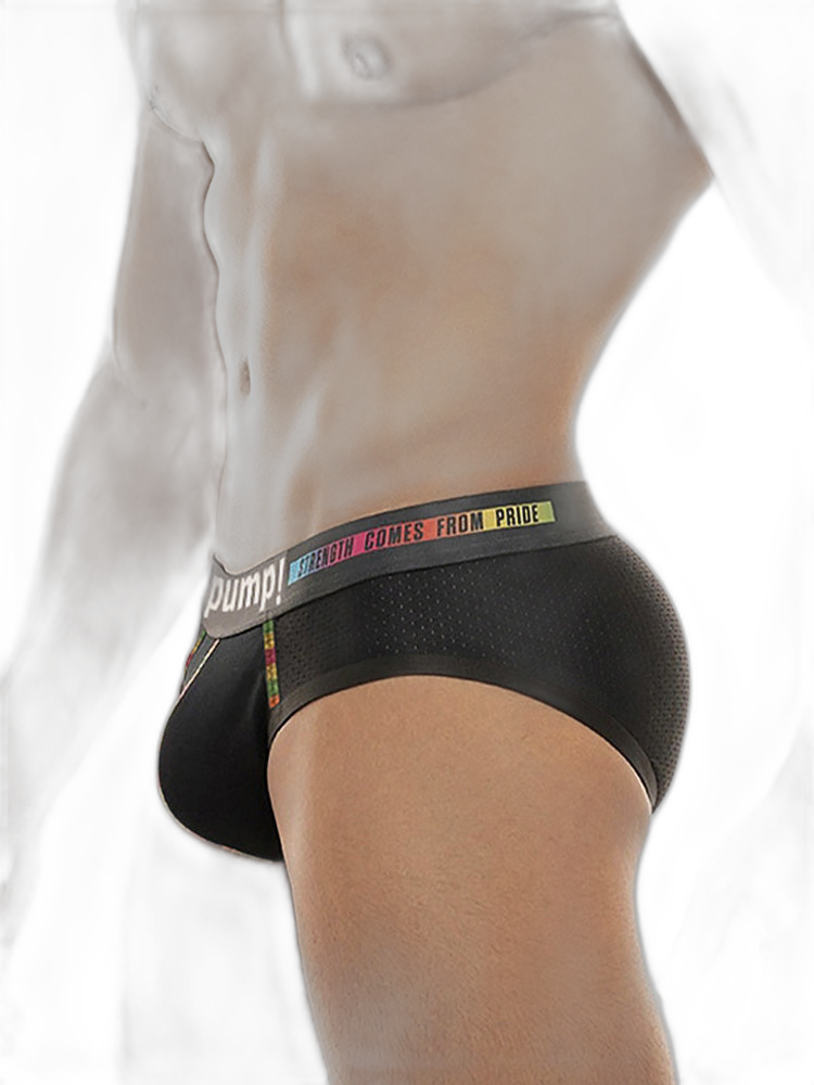 Men's Mesh Briefs With Colorful Spliced Lines