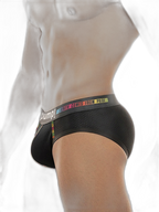 Men's Mesh Briefs With Colorful Spliced Lines