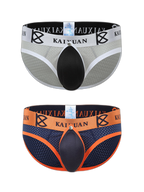 2 Pack Men's Sexy Mesh Front Opening Sponge Coaster Briefs