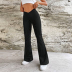 Women's Casual V-waist Slimming Slightly Flared Trousers