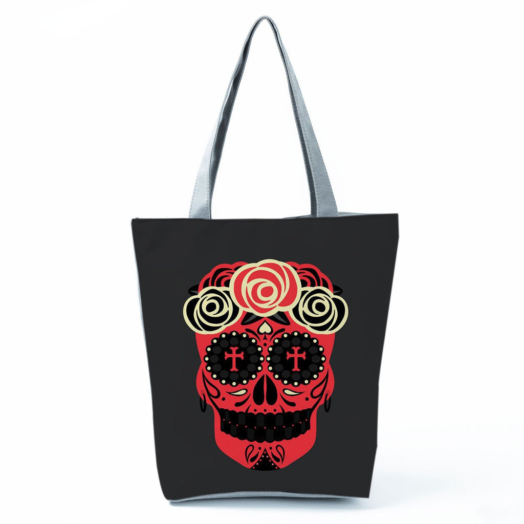 Portable Large Capacity Skull Printed Handbag