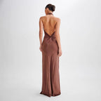 Ins Bodycon Halter Dress Sexy Backless Slim Fit Waist Slimming Maxi Dresses Prom Party Club Clothing For Women