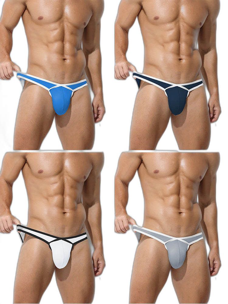 4 Pack Men's Low-Rise Sexy Narrow-Band Cooling U-Convex Breathable Comfortable Thong