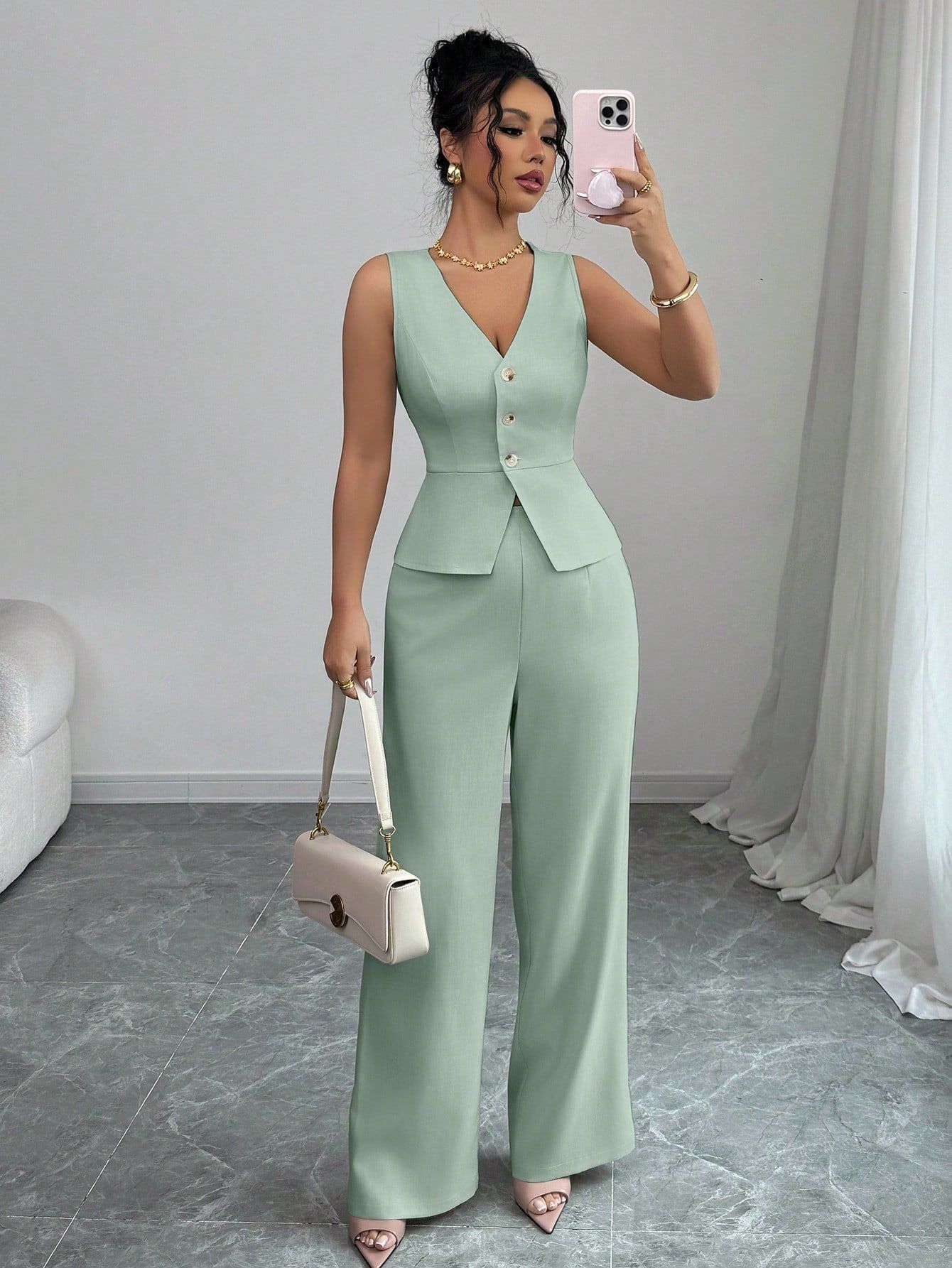 The Power Set – Women’s Sleeveless Vest & High Waist Trousers Co-ord