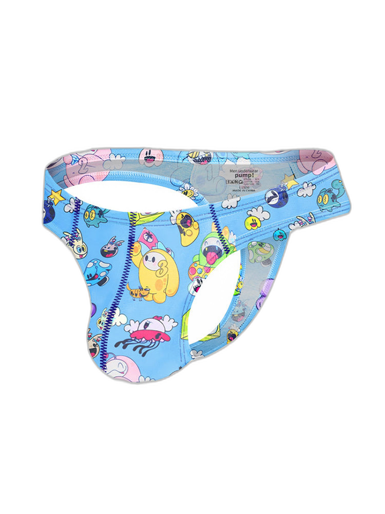 2 Pack Men's Low-Rise Sexy Print Thong