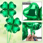 FEBSNOW 24Pcs St. Patrick's Day Foil Balloons – 18 Inch Shamrock & Heart Garland Set