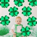 FEBSNOW 24Pcs St. Patrick's Day Foil Balloons – 18 Inch Shamrock & Heart Garland Set