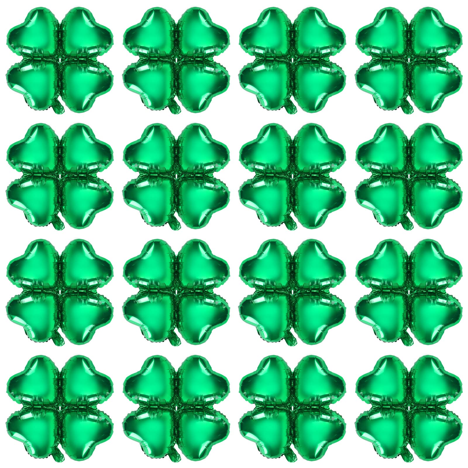 FEBSNOW 24Pcs St. Patrick's Day Foil Balloons – 18 Inch Shamrock & Heart Garland Set