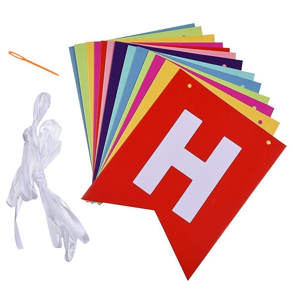 FECEDY Colorful Happy Birthday Banner Bunting – Eco-Friendly Party Decor