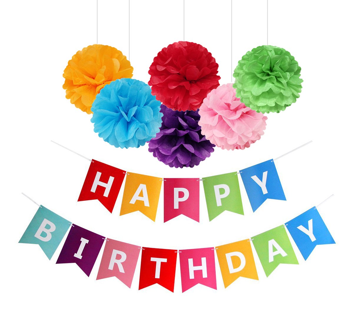 FECEDY Colorful Happy Birthday Banner Bunting – Eco-Friendly Party Decor