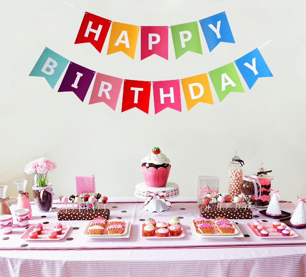 FECEDY Colorful Happy Birthday Banner Bunting – Eco-Friendly Party Decor