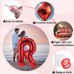 Fecuheko QUIERES SER MI NOVIA Balloons – 16-Inch Letter Foil Balloons + 500 Red Rose Petals + 2x 18-Inch Heart Balloons for Proposals and Anniversaries