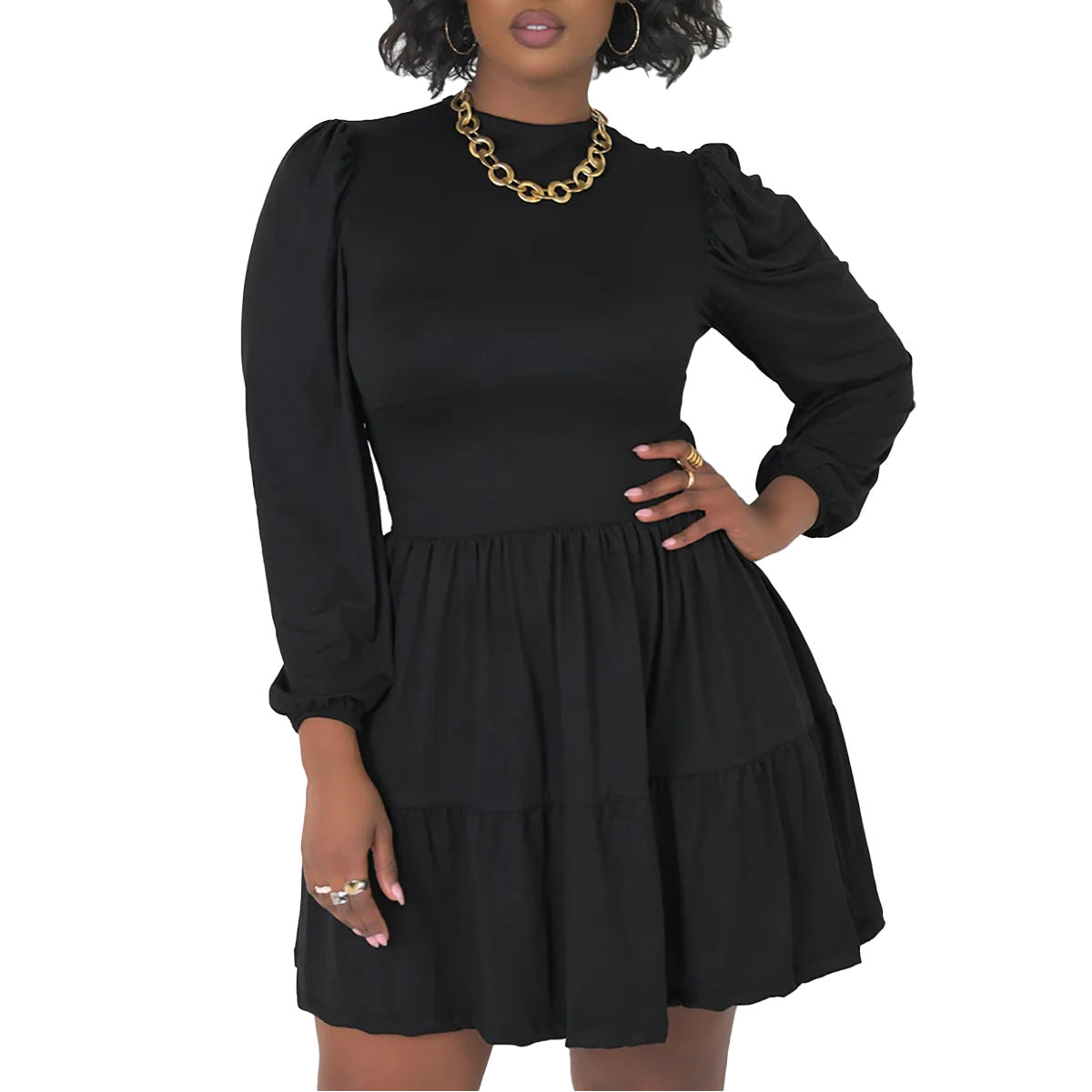 Women's Casual And Comfortable Crew-neck Long-sleeve Dress