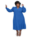 Women's Fashion Ruffle-Shoulder Long-Sleeve Layered Dress