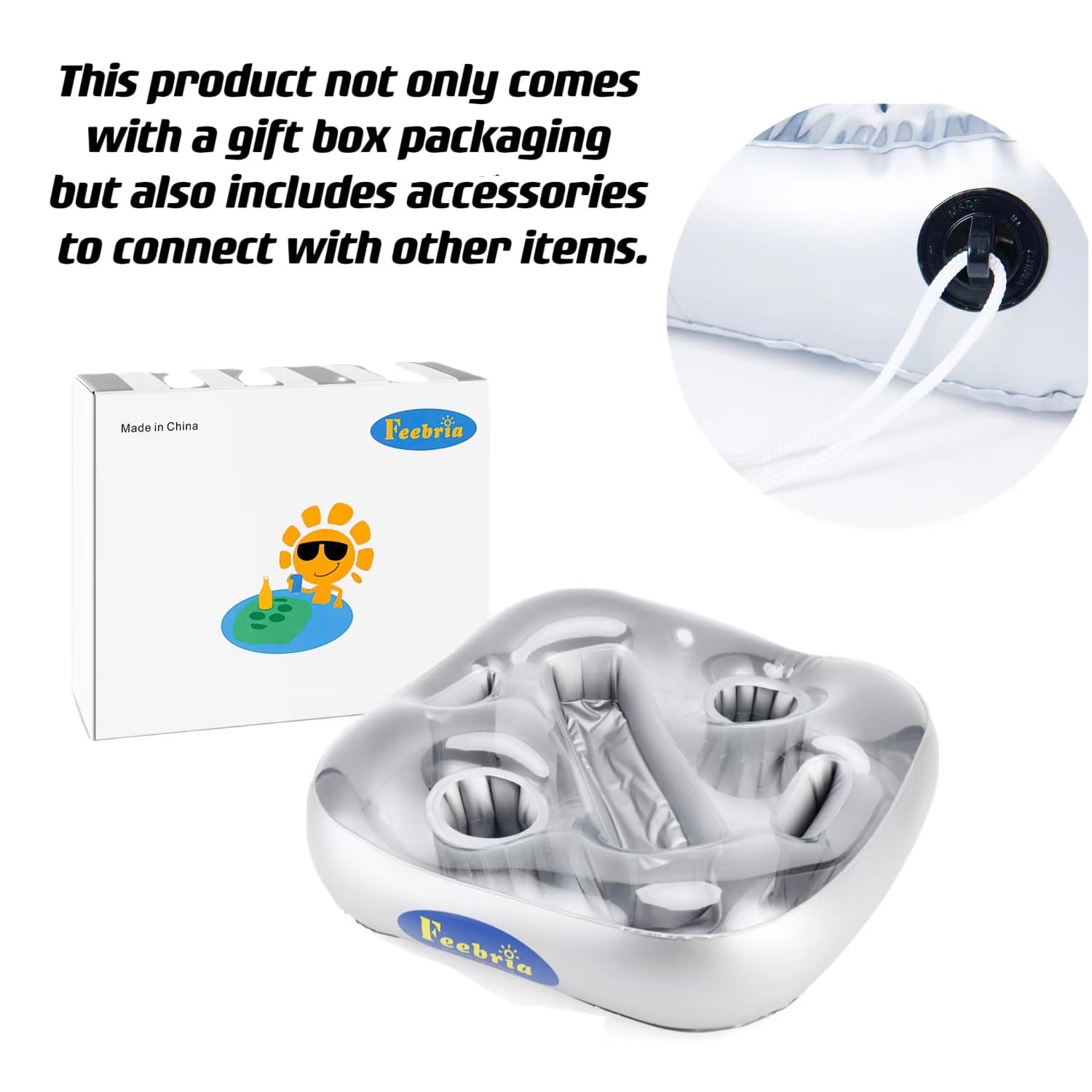 FEEBRIA Upgraded Pool Drink Holder Float – Multi-Slot Stable Lounge Accessory for Pool, Beach & Hot Tub