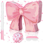 Feifeiya Coquette Pink Bow Pinata Bundle with Blindfold, Bat & Confetti
