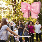 Feifeiya Coquette Pink Bow Pinata Bundle with Blindfold, Bat & Confetti
