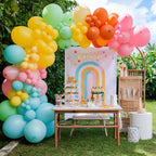 FEYG 120 Pcs Summer Tropical Balloon Arch Kit – Rainbow Latex Balloons for Hawaiian Luaus & Pool Parties