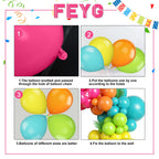 FEYG 120 Pcs Summer Tropical Balloon Arch Kit – Rainbow Latex Balloons for Hawaiian Luaus & Pool Parties