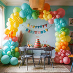 FEYG 120 Pcs Summer Tropical Balloon Arch Kit – Rainbow Latex Balloons for Hawaiian Luaus & Pool Parties