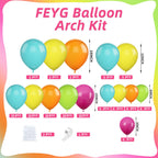 FEYG 120 Pcs Summer Tropical Balloon Arch Kit – Rainbow Latex Balloons for Hawaiian Luaus & Pool Parties