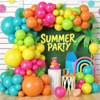 FEYG 120 Pcs Summer Tropical Balloon Arch Kit – Rainbow Latex Balloons for Hawaiian Luaus & Pool Parties