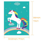 FEPITO Pin the Horn on Unicorn – Kids Party Game with 24 Horn Stickers & 28x21 Poster