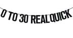 Ferburitar 0 To 30 Real Quick Banner – 30th Birthday Decorations, Black Glitter