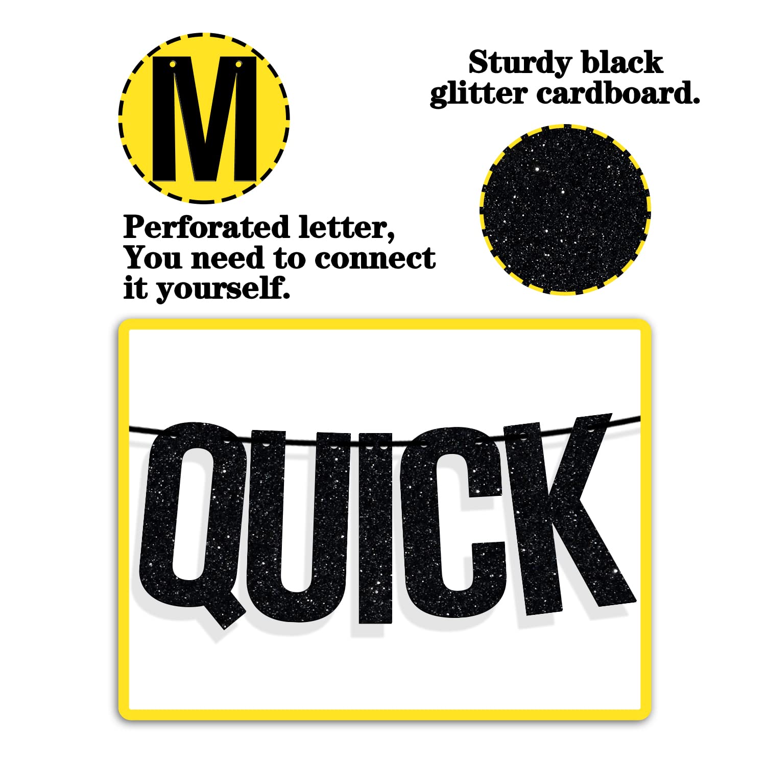 Ferburitar 0 To 30 Real Quick Banner – 30th Birthday Decorations, Black Glitter