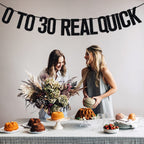 Ferburitar 0 To 30 Real Quick Banner – 30th Birthday Decorations, Black Glitter