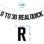Ferburitar 0 To 30 Real Quick Banner – 30th Birthday Decorations, Black Glitter