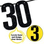 Ferburitar 0 To 30 Real Quick Banner – 30th Birthday Decorations, Black Glitter