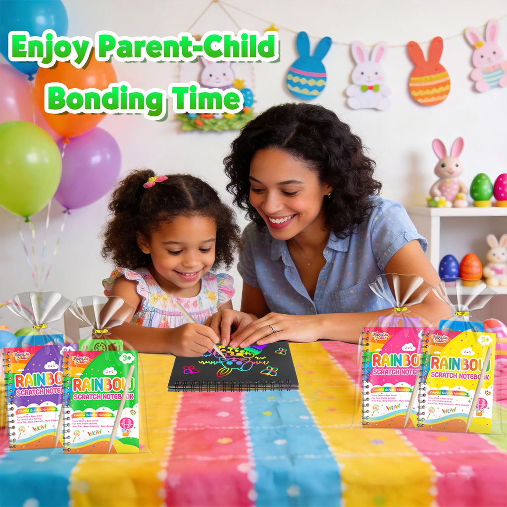 FEREDO KIDS 48-Pack Rainbow Scratch Art Notebooks – Mess-Free Party Favors & Classroom Rewards
