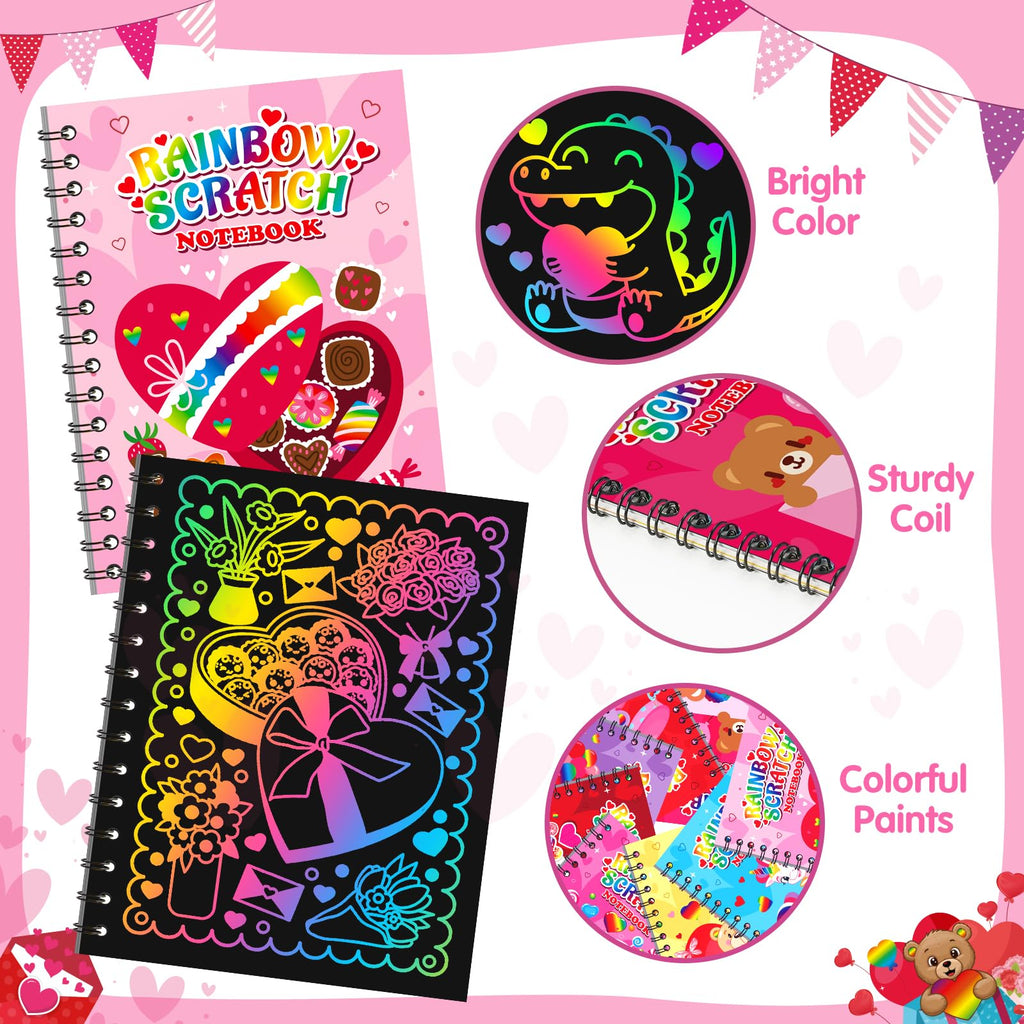 FEREDO KIDS Scratch Art Notebooks – 24-Pack Rainbow Party Favors