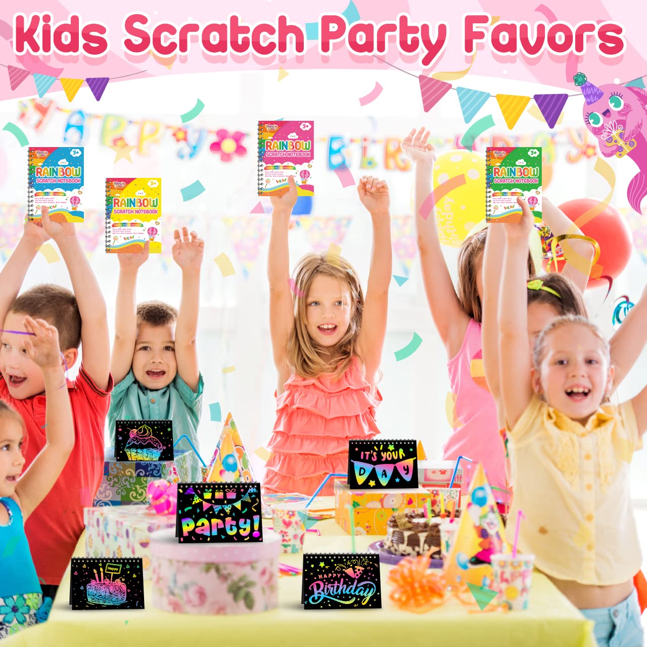 FEREDO KIDS 48-Pack Rainbow Scratch Art Notebooks – Mess-Free Party Favors & Classroom Rewards