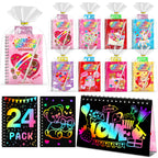 FEREDO KIDS Scratch Art Notebooks – 24-Pack Rainbow Party Favors
