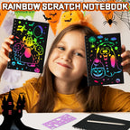 FEREDO KIDS Halloween Rainbow Scratch Art Notebooks – 24 Pack Bulk Party Favors