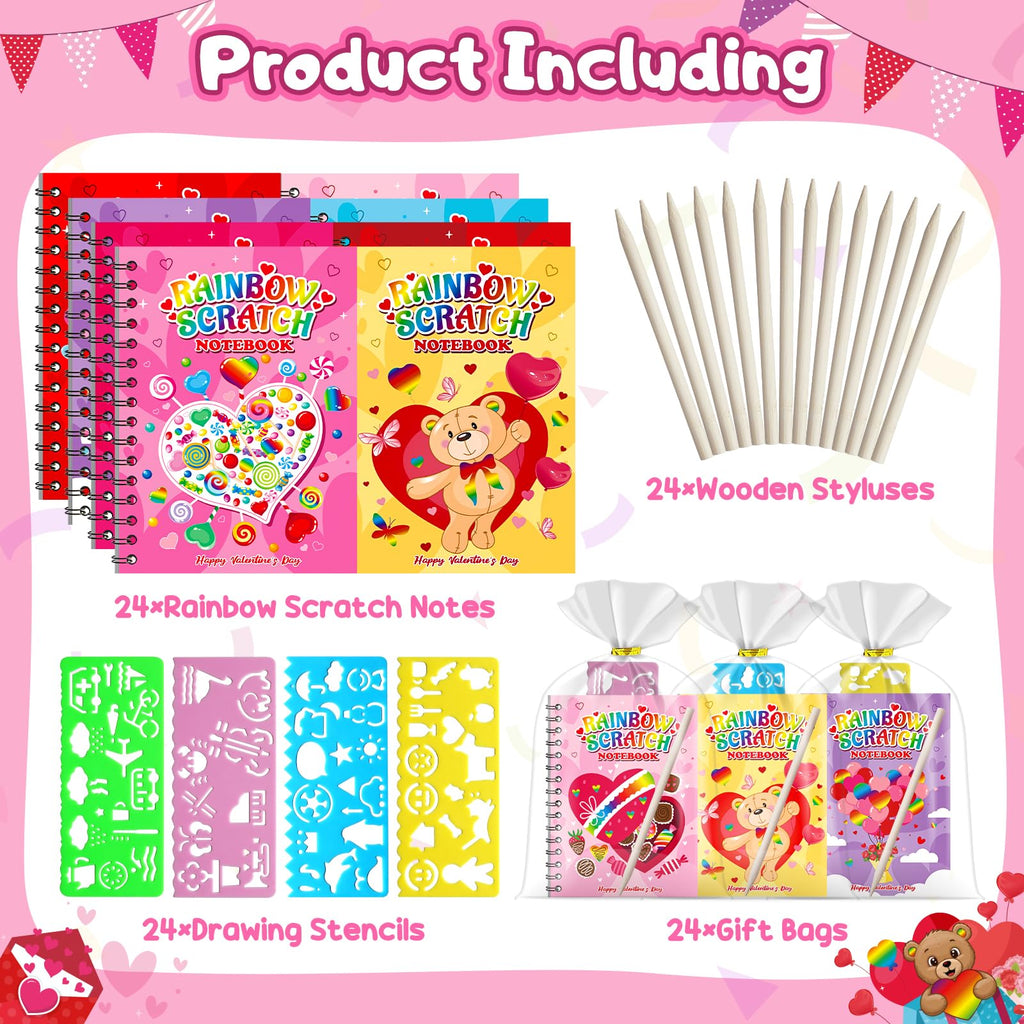 FEREDO KIDS Scratch Art Notebooks – 24-Pack Rainbow Party Favors