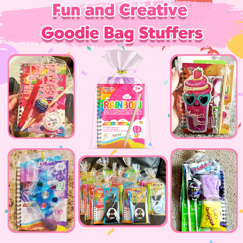 FEREDO KIDS 48-Pack Rainbow Scratch Art Notebooks – Mess-Free Party Favors & Classroom Rewards