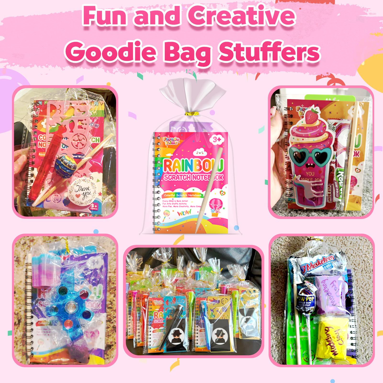 FEREDO KIDS 48-Pack Rainbow Scratch Art Notebooks – Mess-Free Party Favors & Classroom Rewards