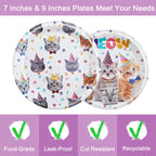 Fesciory Cat Birthday Party Set — 96 Pcs Plates, Napkins & Forks (Serves 24)