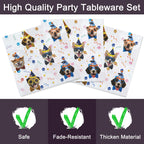 Fesciory 96 Pcs Dog Birthday Party Plates Napkins Forks Set – Serves 24