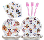 Fesciory 96 Pcs Dog Birthday Party Plates Napkins Forks Set – Serves 24