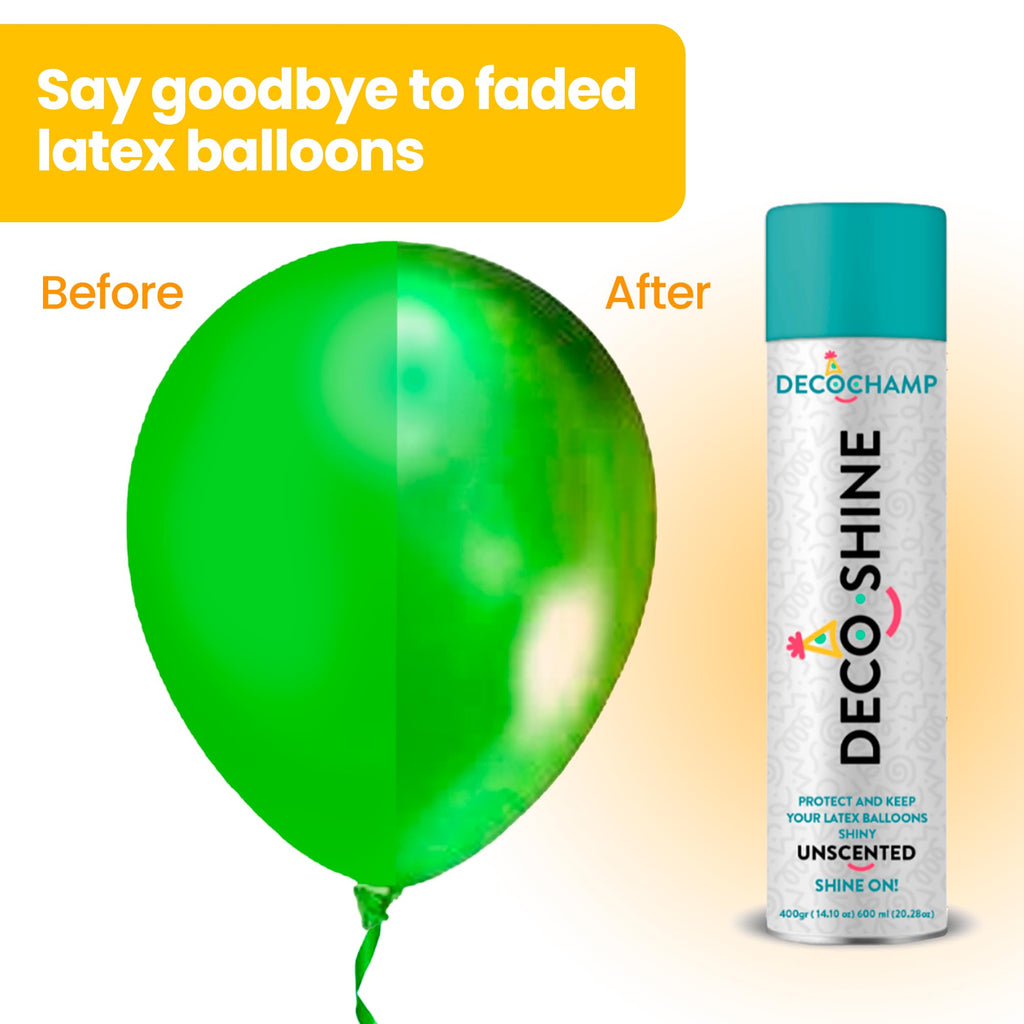 DECOCHAMP Balloon Shine Spray 20.28 oz – High-Gloss, No-Wipe Finish for Latex Balloons | FESTI