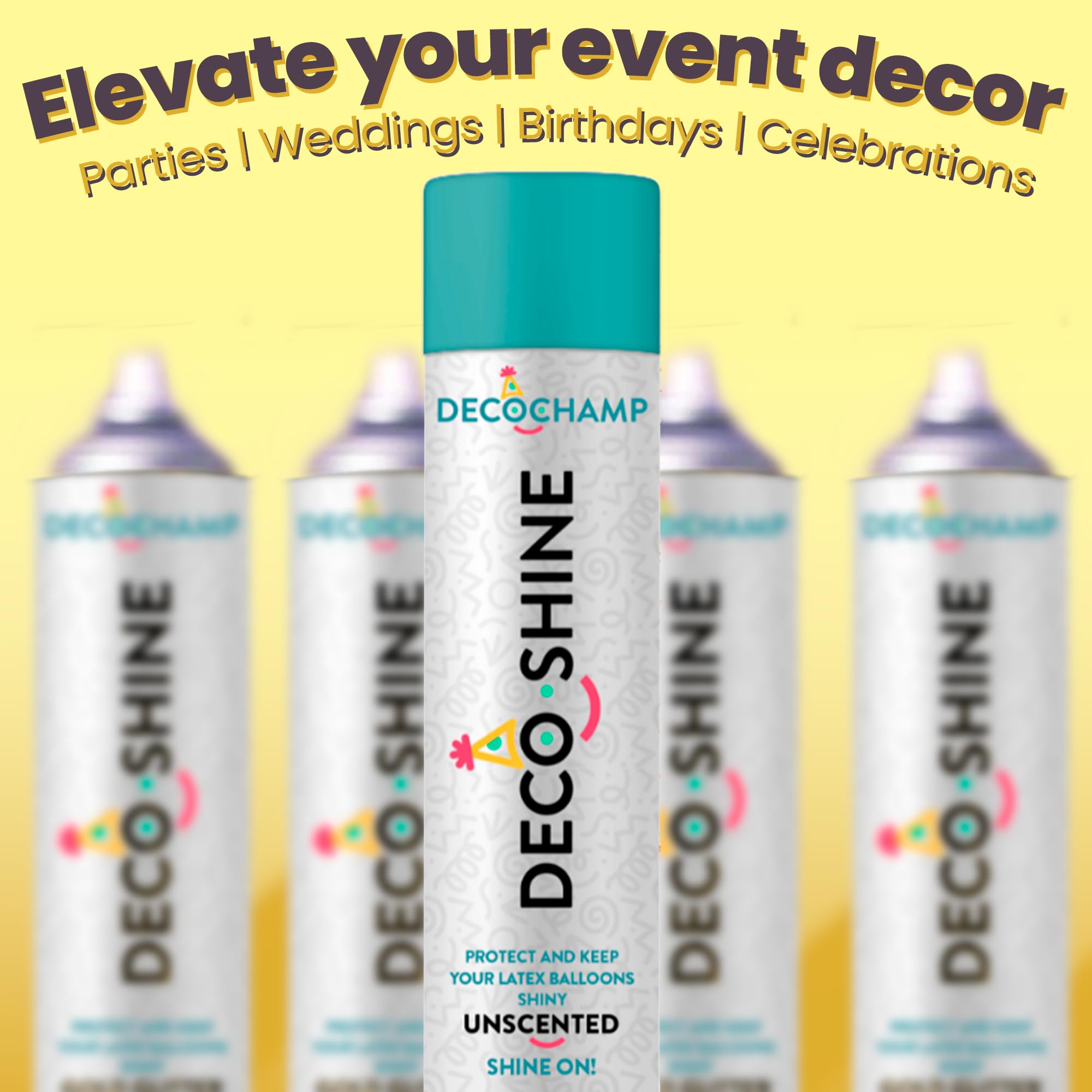 DECOCHAMP Balloon Shine Spray 20.28 oz – High-Gloss, No-Wipe Finish for Latex Balloons | FESTI