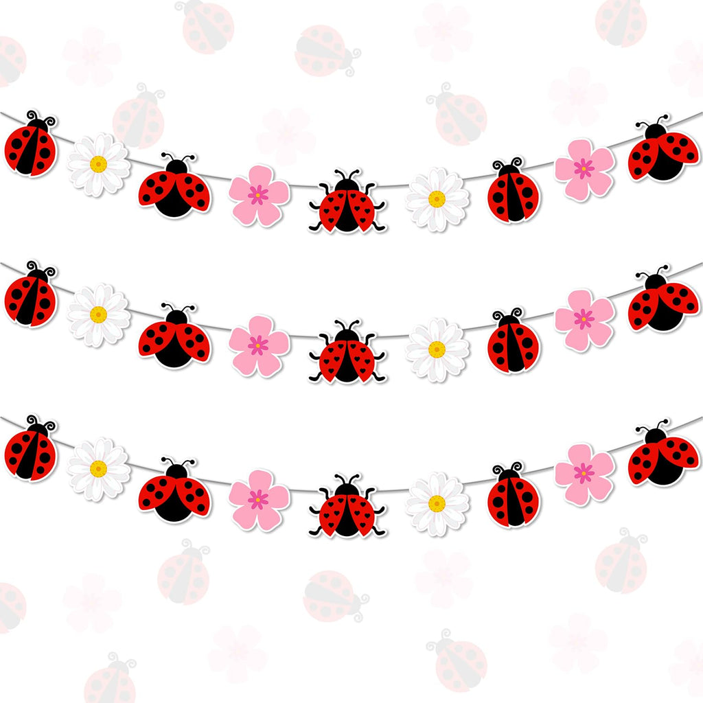 Festiblast Ladybug Daisy Banner – 3-Piece Spring Insect Theme Party Decor