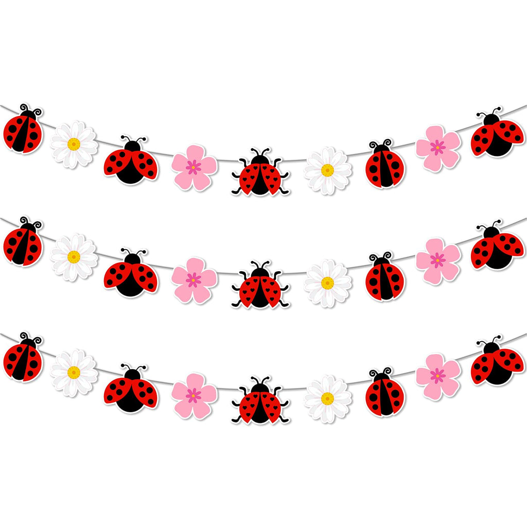 Festiblast Ladybug Daisy Banner – 3-Piece Spring Insect Theme Party Decor