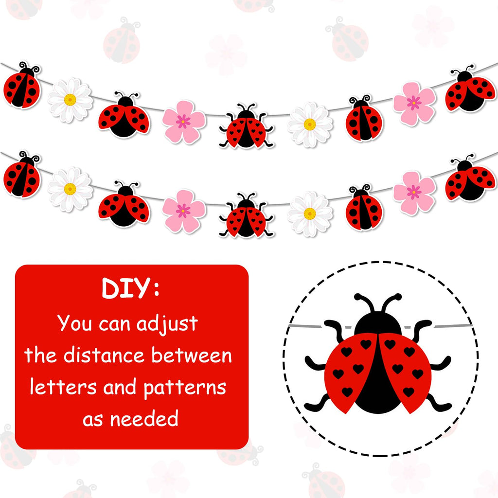 Festiblast Ladybug Daisy Banner – 3-Piece Spring Insect Theme Party Decor